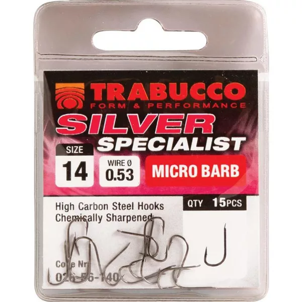 Trabucco Silver Specialist 18 con paletta, amo da feeder con ardiglione 15 pezzi