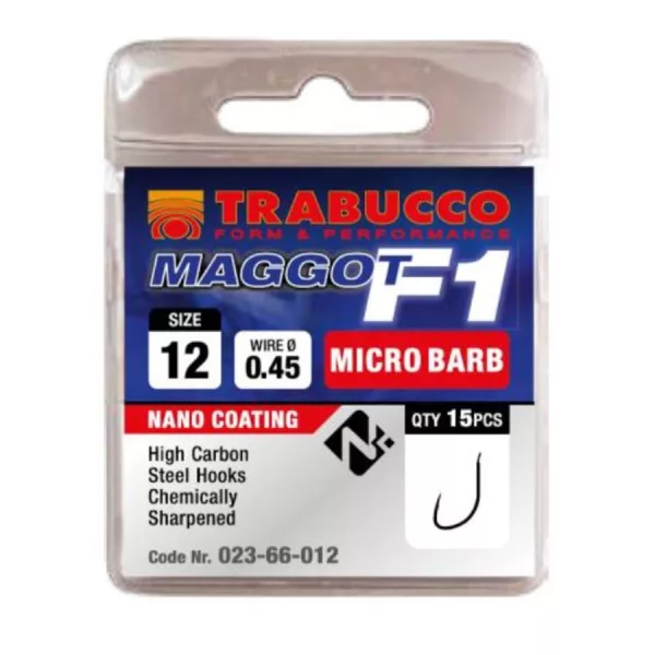 Trabucco F1 Maggot 12 Amo con paletta e ardiglione 15pz
