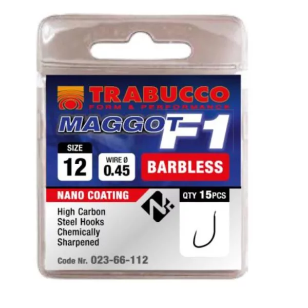 Trabucco F1 Maggot 12 Amo con paletta, senza ardiglione 15pz