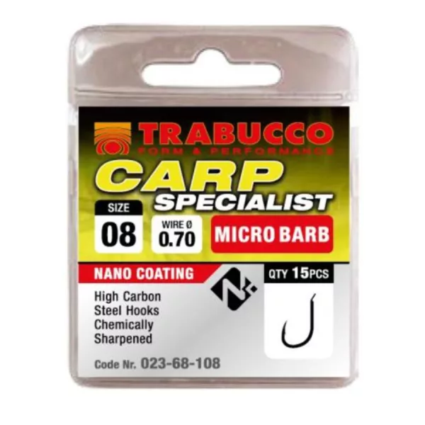 Trabucco Carp Specialist 12 amo con ardiglione e paletta 15pz