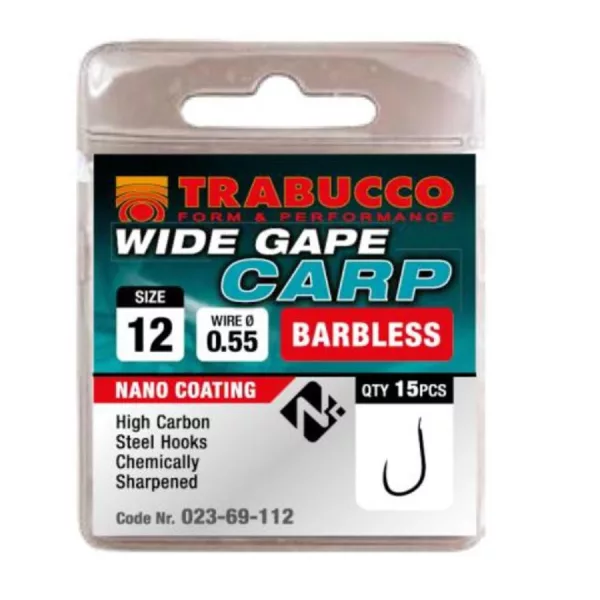 Trabucco Wide Gape Carp 16 amo senza ardiglione con paletta 15pz