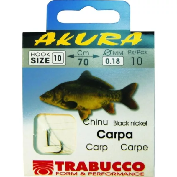 Trabucco Akura Carp 01 Amo Prelegato Monofilo con Paletta e Ardiglione 10pz