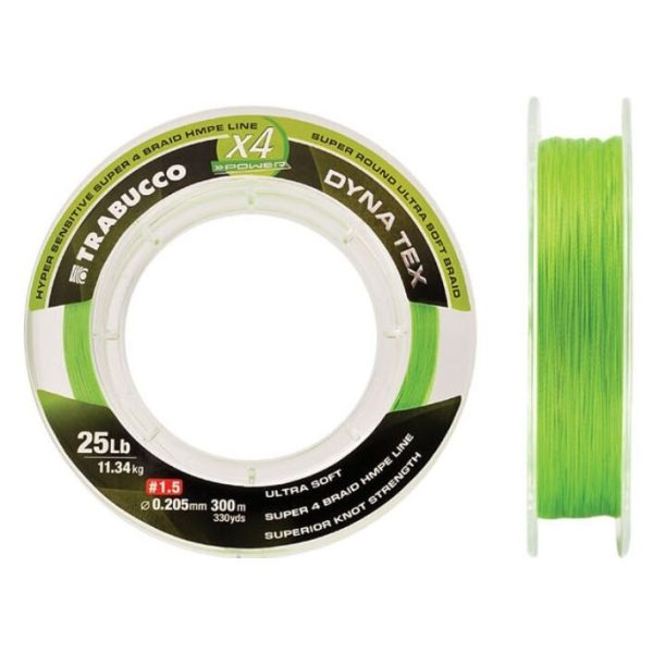 Trabucco Dyna-Tex X4 Power 150m 0,185mm Giallo Lime Trecciato