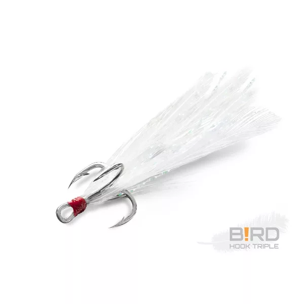 Delphin B!RD Hook TRIPLE / 3 pz piume bianche #6