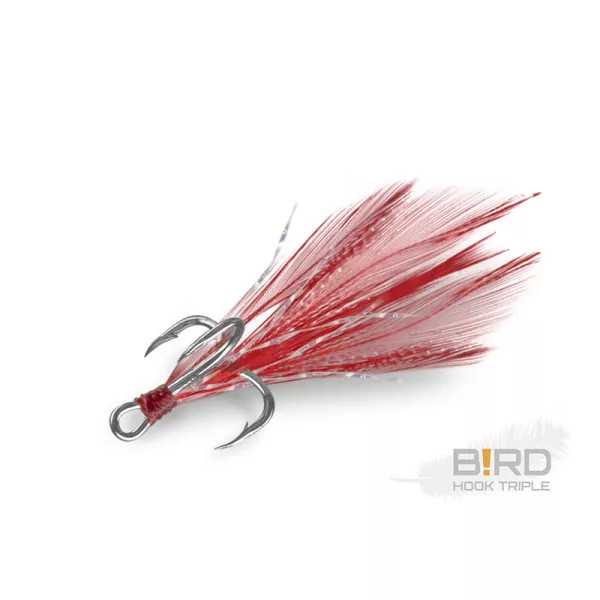 Delphin B!RD Hook TRIPLE / 3 pz piume rosse #10