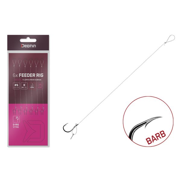 Delphin FLR D-rig 8cm 0,22mm Taglia 6 Amo Pre-legato con Occhiello con Ardiglione con Bait Spike 6pz
