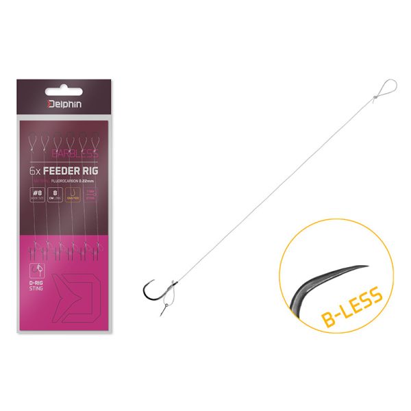 Delphin FLR D-rig 8cm 0,22mm Taglia 6 Amo Pre-legato con Occhiello Senza Ardiglione con Bait Spike 6pz