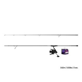   Delphin Set da Carpa CorsaBlack Nero 3,60m con Canna in 2 Pezzi, Mulinello Corzar 8T e Filo Impulz 0,30mm