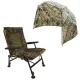 Carp Expert Comfort Camo Sedia da Pesca & Mezza Tenda - Con Ombrellone da 250cm