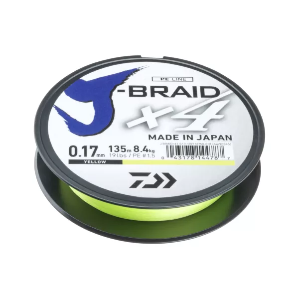 Daiwa J-Braid X4 Sárga 0,25mm 135m Fonott Főzsinór