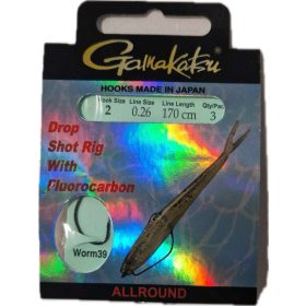   Gamakatsu Preda Booklet Dropshot Worm 39 #2 Amo da Pesca Predatore Pre-legato con Occhiello e Ardiglione