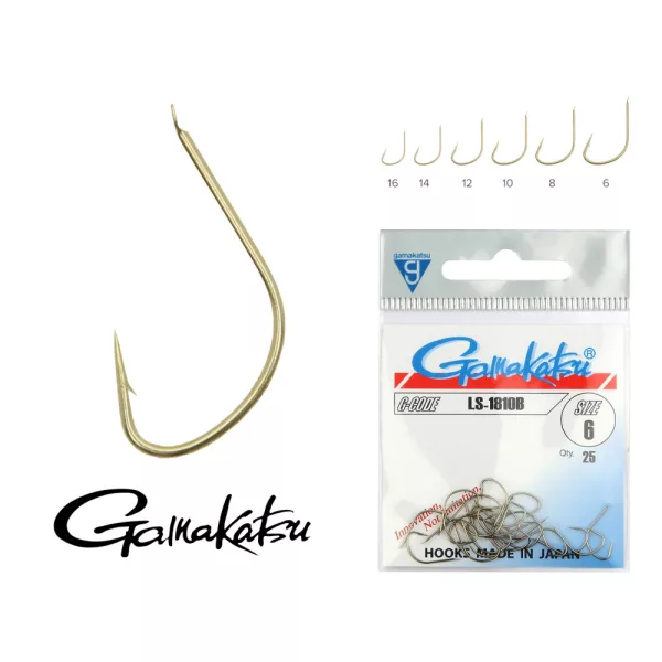 Gamakatsu LS-1810B/010 Bronzo 10 25 pz/confezione Amo Feeder con paletta e ardiglione