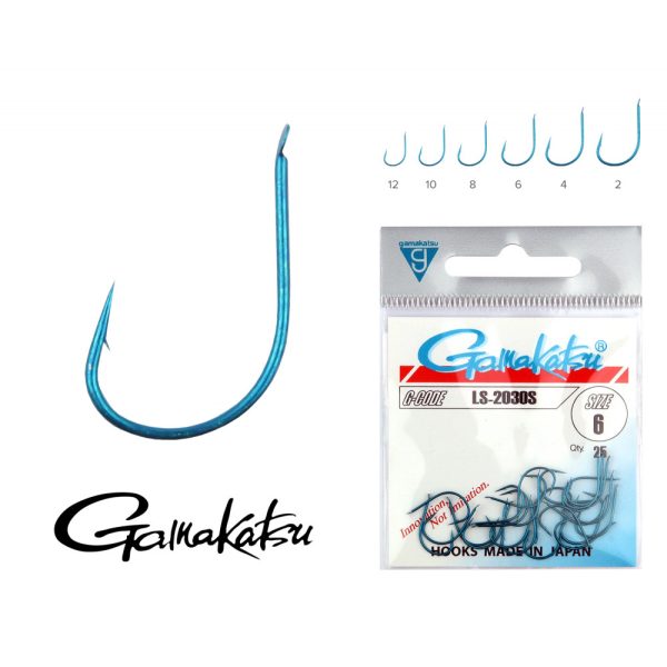 Gamakatsu LS-2030S/010 Blu 10 25pz/confezione Amo da carpa con ardiglione a paletta