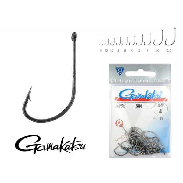 Gamakatsu F-314/004 Nero 4 25pz/confezione Amo da pesca per predatori con occhiello e ardiglione