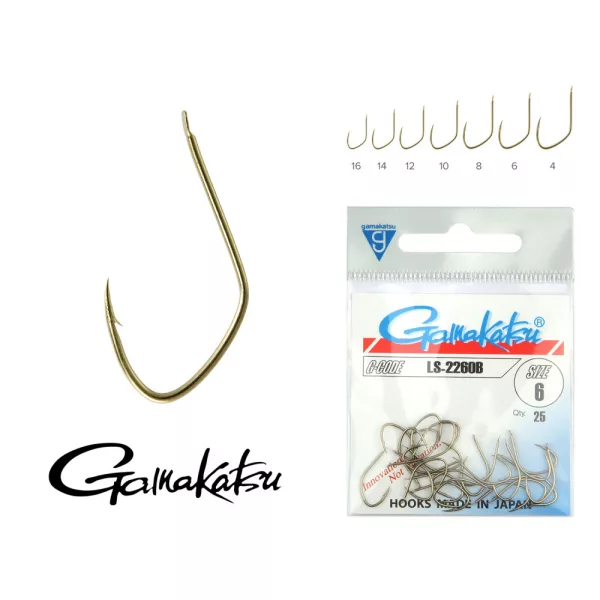 Gamakatsu LS-2260B/010 Bronzo 10 25 pz/confezione Amo da pesca a fine con paletta e ardiglione