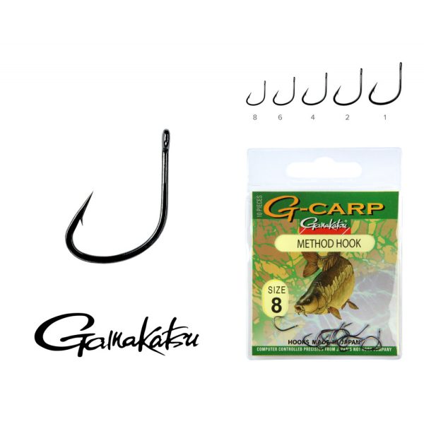 Gamakatsu G-Carp method Nero 6 10pz/confezione Amo da Feeder con occhiello e ardiglione