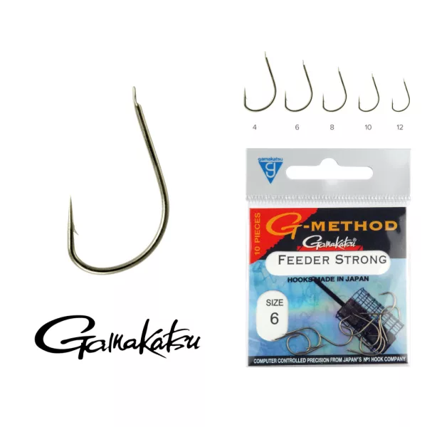 Gamakatsu Feeder Strong B10 Nero 10 10/confezione Amo Feeder Spinato con paletta