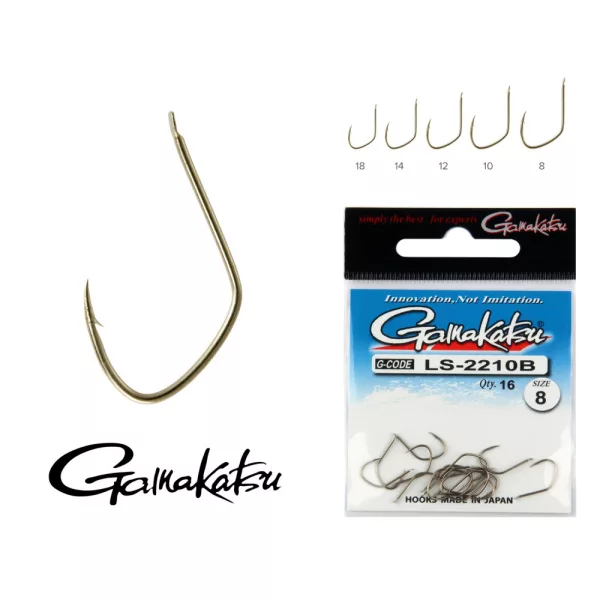 Gamakatsu LS-2210B/008 N/L Bronzo 8 16 pz/confezione Amo Feeder con paletta e ardiglione