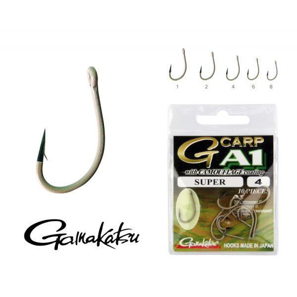 Gamakatsu A1 Carp Sand Super Marrone 4 10pz/confezione Amo da boilies con occhiello e ardiglione