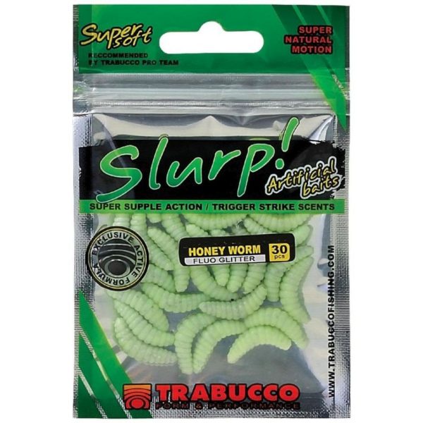 Trabucco Slurp Bait Honey Worm Fluo Glitter Larva d'ape Fluo 30pz
