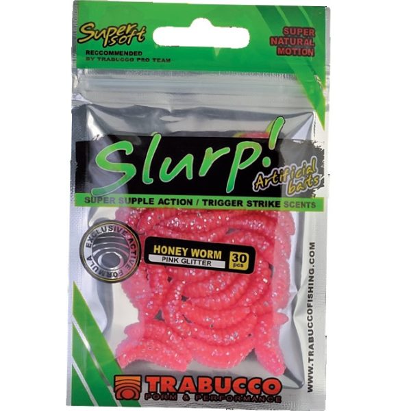 Trabucco Slurp Bait Honey Worm XL Pink Glitter Larva d'ape 25pz