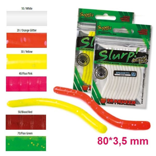 Trabucco Slurp Bait Spaghetti Fluo Yellow Esche in Gomma Morbida 12pz