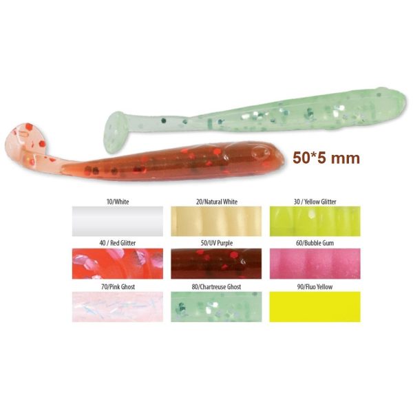 Trabucco Slurp Bait T-Shad Chartreuse Ghost Esche Artificiali in Plastica 10pz