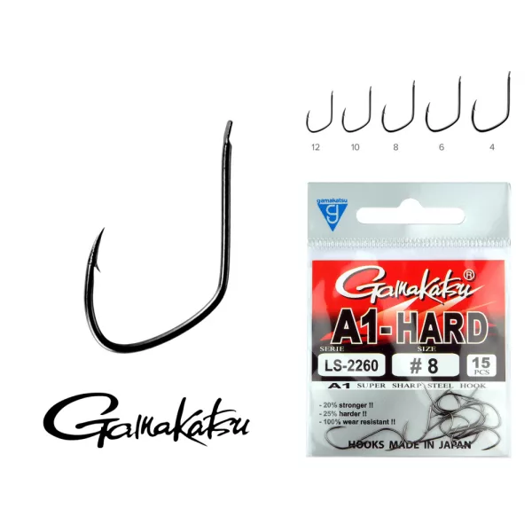 Gamakatsu LS-2260NSB/004 A1 Nero 4 15 pz/confezione Amo Feeder con paletta e ardiglione