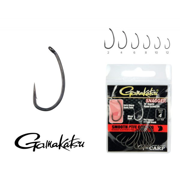 Gamakatsu G-Carp Wide Gape Super Nero 12 10pz/confezione Amo da carpfishing con micro ardiglione ad occhiello