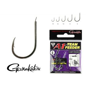  Gamakatsu A1 Team Feeder Carp Feeder Nero 10 15 pz/confezione Amo da feeder con paletta e ardiglione