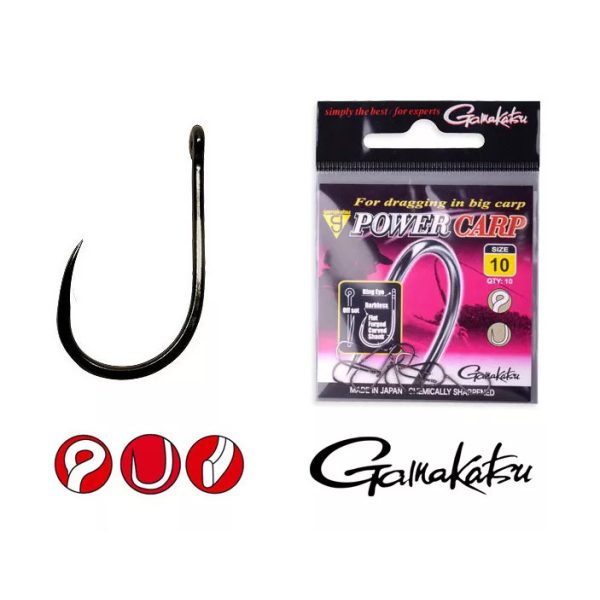 Amo Feeder Gamakatsu Power Carp Ring Eye BB Nero 10 Senza Ardiglione con Occhiello 10pz/conf