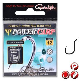   Gamakatsu Power Carp Hair Rigger Nero 14 10 pezzi/confezione Amo da feeder con occhiello e ardiglione