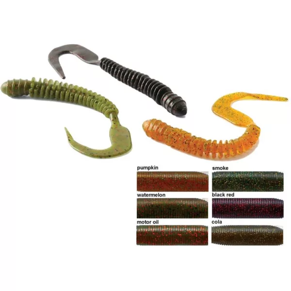 Rapture W. Ribbed Curly Tail 10cm Watermelon Esca in gomma morbida 10 pz