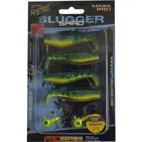   Rapture Slugger Shad Set 5,5cm Giallo & Blu Set di Esche Artificiali 4+2 pz