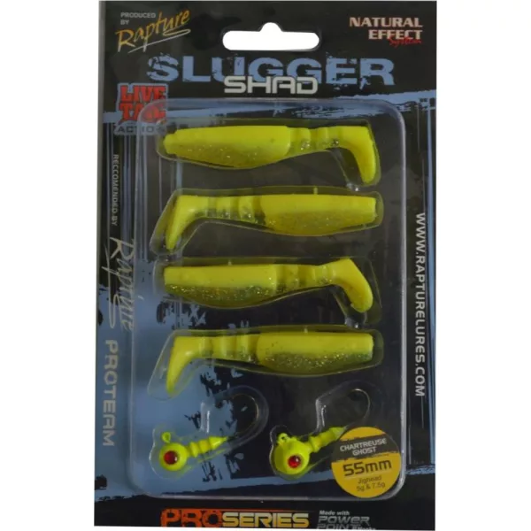 Rapture Slugger Shad Set 5,5cm Glowing Set di Esche Artificiali 4+2 pz