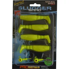  Rapture Slugger Shad Set 7,5cm Giallo Neon Set di Esche Artificiali 4+2 pz