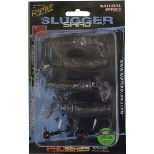 Rapture Slugger Shad Set 7,5cm Fumo Fantasma Set di Esche Artificiali 4+2 pz