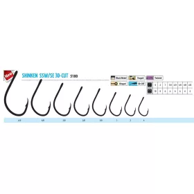   Trabucco Shinken Cut SSW S/E BN #1/0 Amo da Pesca per Predatori 6pz