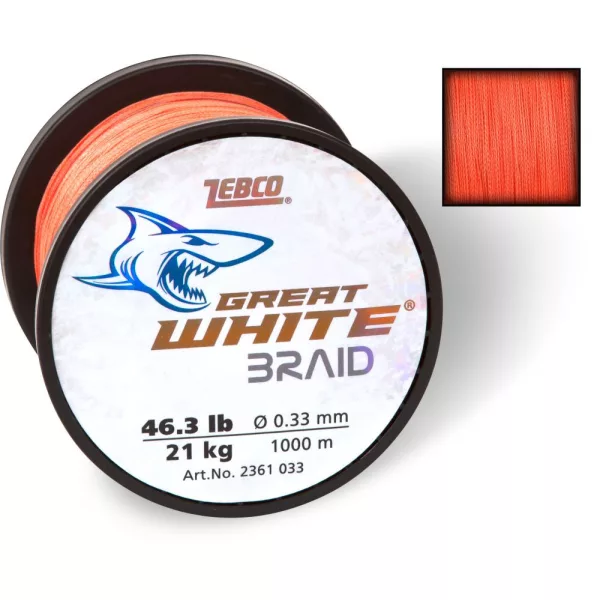 Zebco Ø 0,27mm Great White™ Trecciato H: 1000m 16,00kg / 35lbs arancione - Trecciato