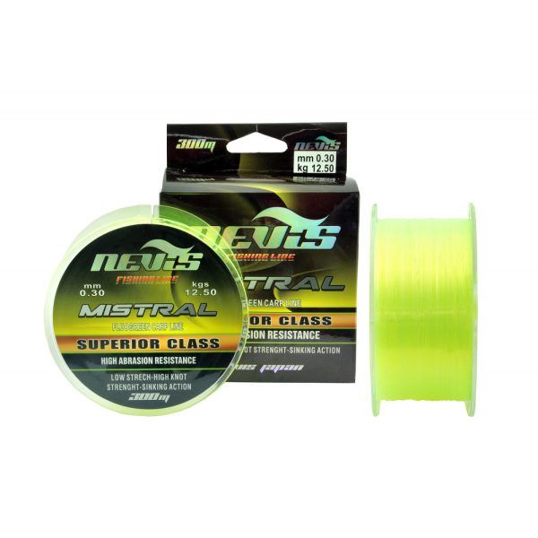Nevis Mistral Fluo 300m 0.25mm Monofilo principale Verde fluo