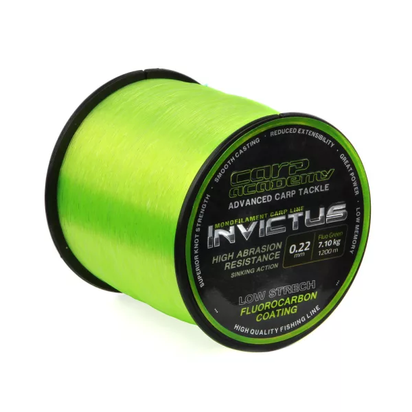 Carp Academy Invictus 1200m 0.22mm Filo principale Monofilo -Verde fluo