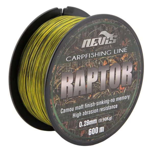 Nevis Raptor 600m 0.30mm Filo principale Monofilamento-Giallo+verde
