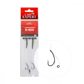   Carp Expert Fluorcarbon D-Rig con anello e occhiello, 4 ami pre-legati con ardiglione
