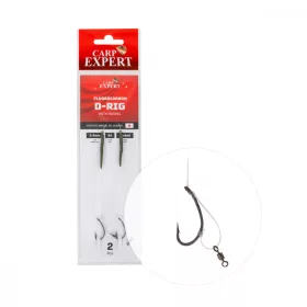   Carp Expert Fluorcarbon D-Rig con girella e occhiello, 4 ami pre-legati con ardiglione