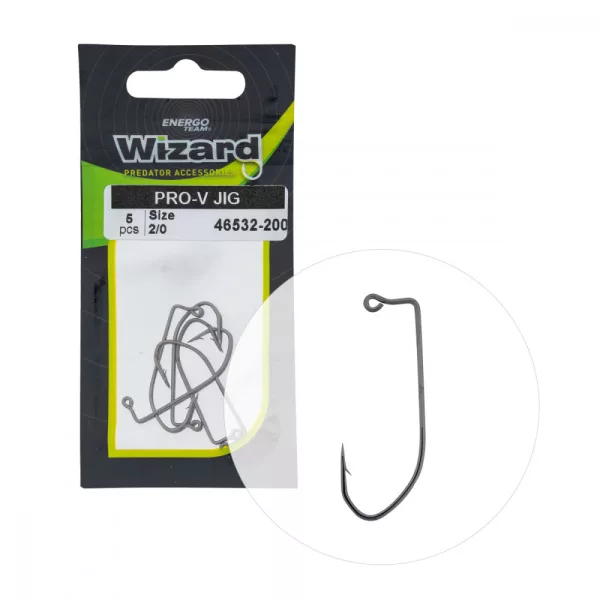 Wizard Pro-V Jig Occhiellato Barbigliato 2/0 Amo Offset da Spinning