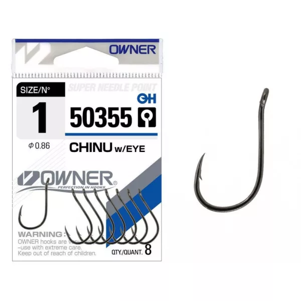 Owner Chinu We 50355 1/0 Amo per boilies con ardiglione, con occhiello 7 pezzi