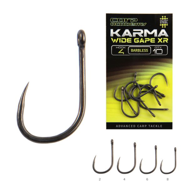 Carp Academy Karma Wide Gape XR Amo con 4 Occhielli, Senza Barbozza 10pz