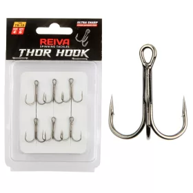   Reiva Amo triplo TR-19 Nero 10 6 pezzi/confezione Anellato Con ardiglione Amo da pesce predatore