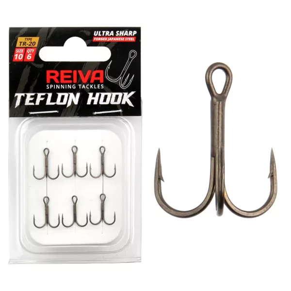 Reiva Teflon Treble TR-20 12 Füles, Szakállas Hármashorog 6db
