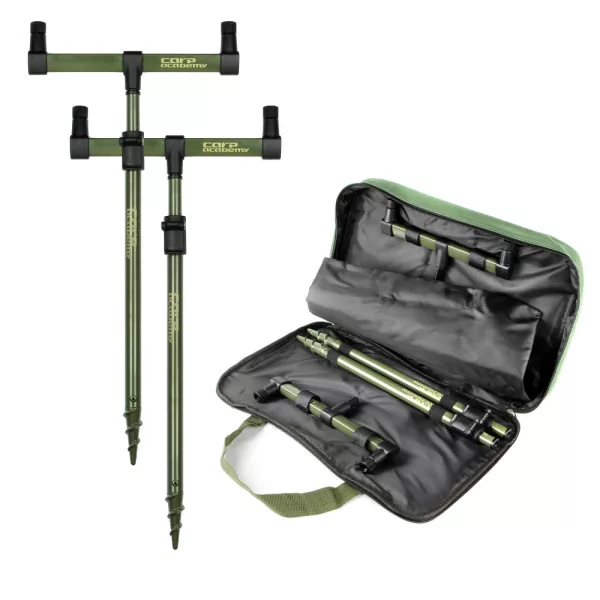 CARP ACADEMY Set di porta canne Black Carp da 2 pezzi 40-60cm/25cm Set di picchetti